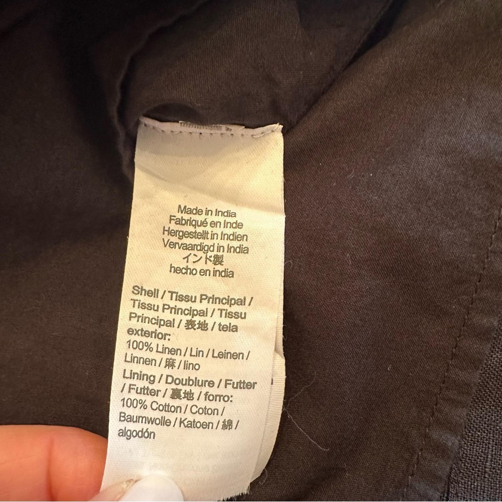 Like New J.Crew Linen Shift Dress Black Sleeveless Button Back Pockets Small - Picture 10 of 11